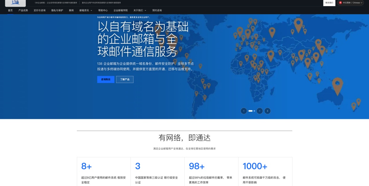 138 Enterprise Email | Chinese AI Digital Asset Website Case Study for Enterprise Services